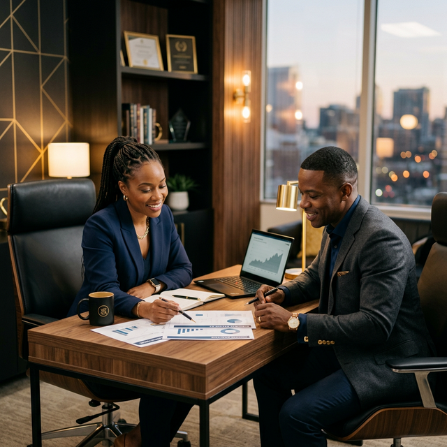 Professionals reviewing documents